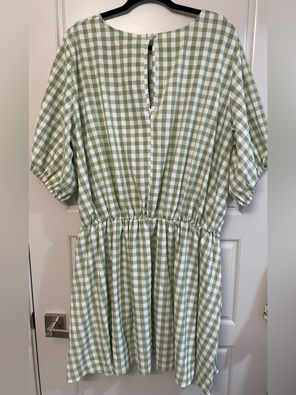 NWT PrettyLittleThing Sage Green Gingham Puff Sleeve Mini Dress - Picture 5 of 7